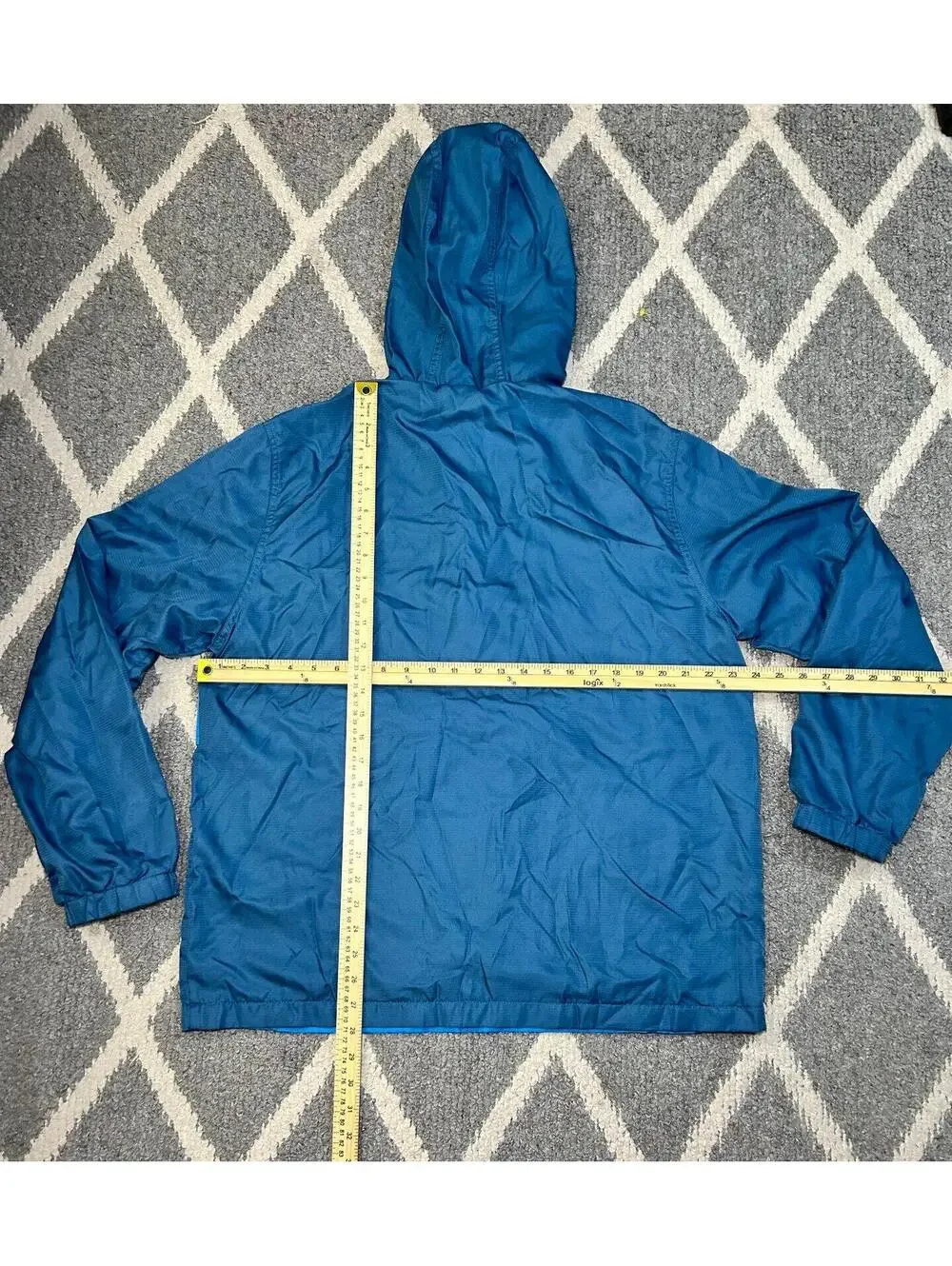 REEBOK Anorak Half Zip Hooded Windbreaker Jacket Men's Size Large Teal Blue